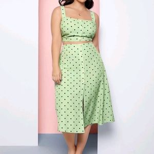 SHEIN Plus Button Front Polka Dot Set